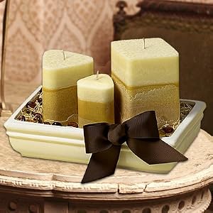 CALMING CANDLES GIFT BASKET - WITH NATURAL PALM WAX - PERFECT GIFT FOR SYMPATHY or NEW HOME HOUSE WARMING GIFT ARRANGEMENT