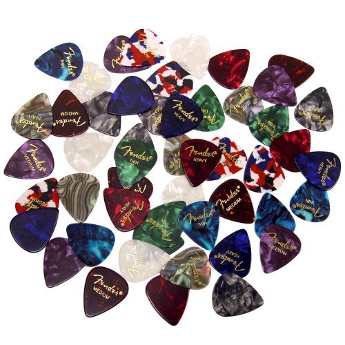 Fender Premium Picks Sampler - 48 Pack Includes Thin, Medium & Heavy Gauges, Assorted Colors