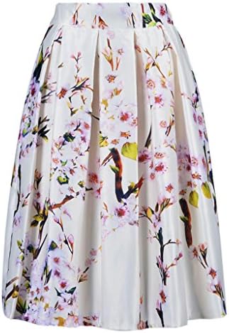 Choies Women's Black/Green/White/Blue Sakura Skater Skirt With Pleat