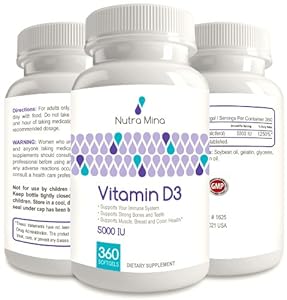 Vitamin D3 5000 IU, 360 Softgels (1 Year Supply) - Best Value, Best Product - Premium High Potency Dose Caps Cholecalciferol - Vitamin D3 5000 Supplement for Men and Women - Reap the Benefits of the Sunshine Vitamin and Treat Vitamin D Deficiency Symptoms - Free eBook Bonus