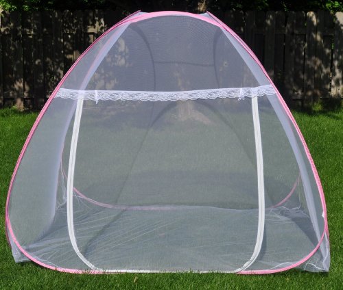 Camping mosquito netting tent, POPUP open insect shield canopy, see through and travel,fit over cots or sleeping bags-60