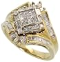 10k Gold Diamond Ring, w/ 0.75 Carat Baguette, Brilliant Cut & Invisible Set Diamonds, 11/16 in. (17mm) wide
