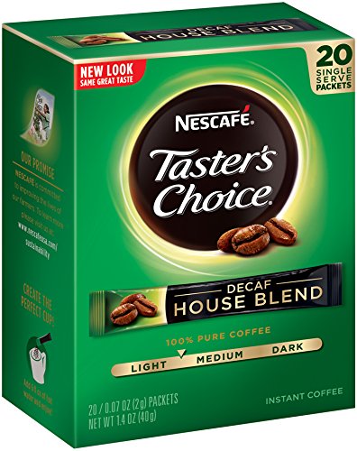 Nescafe Taster's Choice Decaf House Blend Instant Coffee, 20 Count Single Serve Sticks