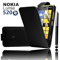 Etui Housse Cuir pour Nokia Lumia 520 + STYLET et 3 FILMS OFFERTS by Buyus