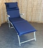 Zippy Waterproof Sunbed Cushion - FREE HEADREST - Navy Blue - For Garden Furniture