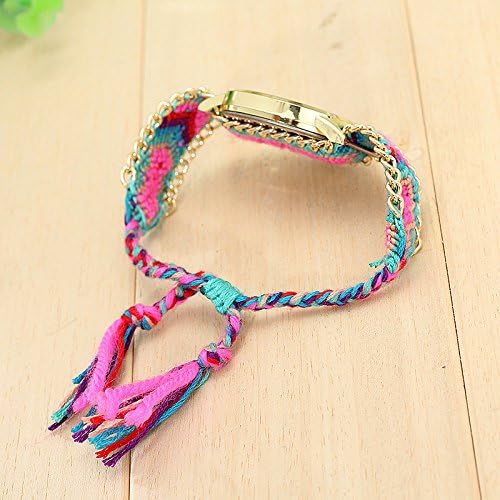 David Fashion Punk Big Colorful Skull Gold Knitted Bracelet Watches Friend Ship 1# Multi Blue