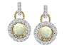 1.50 cttw 925 Two Tone Sterling Silver and Genuine Round Opal Earrings
