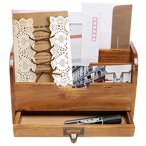 3 Tier Country Rustic Vintage Wood Office Desk File Organizer Mail Sorter Tra... eBay