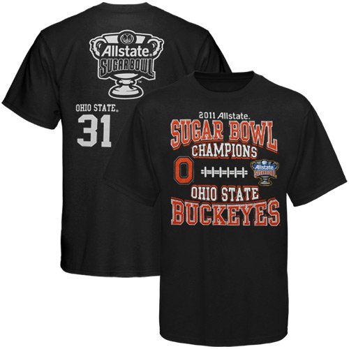 Ohio State Buckeyes Black 2011 Sugar Bowl Champions Score T-shirt (Medium)