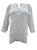 Boho Embroidered Kurta Tunic Georgette White Tops Blouse Shirt M