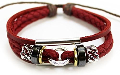 Belletas Red Braided Adjustable Length Simple Leather Wrap Bracelet