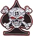 Skull & Crossbones with 13 on Black Spade - Embroidered Iron On or Sew On Patch