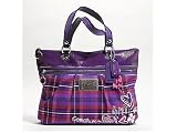 Coach Tartan Plaid Poppy Glam Shopper Bag Purse Tote Berry Multi 15886