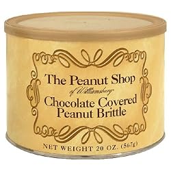 The Peanut Shop of Williamsburg Chocolate Covered Peanut Brittle, 20-Ounce Tin