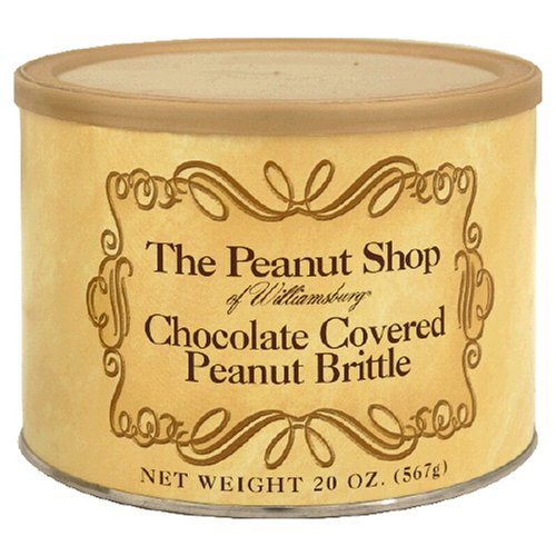 The Peanut Shop of Williamsburg Chocolate Covered Peanut Brittle, 20-Ounce Tin (Pack of 2) by The Peanut Shop of Williamsburg