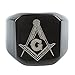 Moonsix Mens 316L Stainless Steel Freemason Band Ring Masonic Rings Black