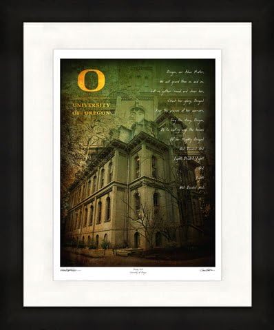 University of Oregon Ducks Artwork "Deady Hall" 18"x24" Framed Print