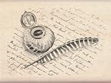 Inkadinkado Mounted Rubber Stamp-Quill And Inkwell 2.25