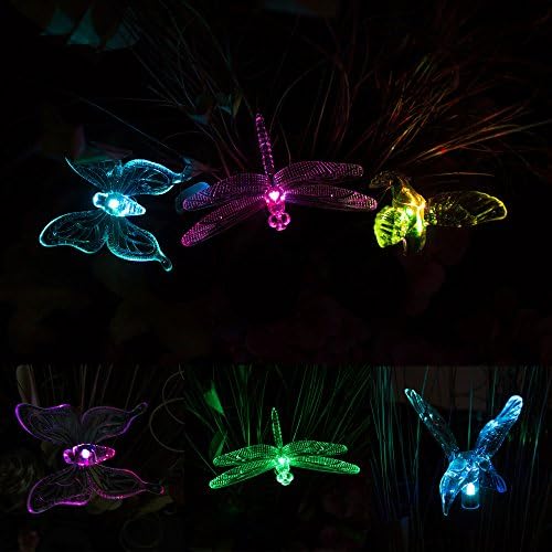 iHomeset Solar Powered Outdoor Hummingbird, Butterfly & Dragonfly Solar Garden Stake Light-Bulb-with Chameleon Multi-color Decorative Changing LED Light--Great Kits for Garden Decorations,Lighting and Flowers