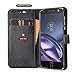B BELK Motorola Moto Z Play Droid Case, Retro Vintage Leather Wallet Case for Motorola Moto Z Play Droid 2016, Classic Magnetic Snap Folio Flip Card Cover with Stand Function - Black