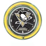 Trademark Poker NHL1400-PP NHL Pittsburgh Penguins Neon Clock - 14 inch Diameter
