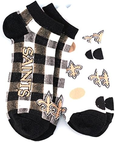 NFL New Orleans Saints Women's 2 Pair Low Cut Plaid & Polka Dot Socks