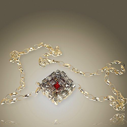 Geometric Design- Square Swarovski Crystal Necklace with Sterling Silver Chain- 16 Inches Pendant Necklace