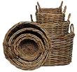Country Rattan Round Baskets Set / 4 L-20 1/2"D X 12 1/2"H