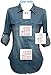 Noble U Chambray Button Down Denim Shirt with Roll-up Sleeves (Small, Med Blue Wash)