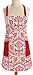 DII Cotton Adjusatble Women Kitchen Apron with Pockets and Extra Long Ties, 37.5 x 29, Cute Apron for Cooking, Baking, Gardening, Crafting, BBQ-Damask Tango Red