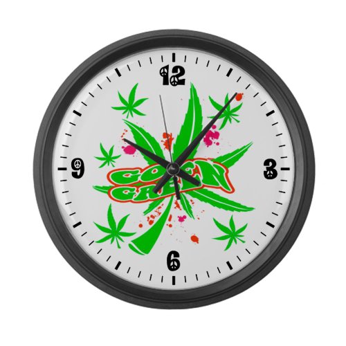 Large Wall Clock Marijuana Go Green Neon