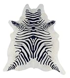 Zebra Cowhide with Black Stripes on Off White Large