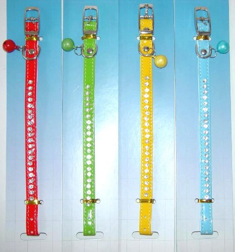 WILMA Lack Halsband mit Strass und Gloeckchen 31cm in 4 Farben #2395