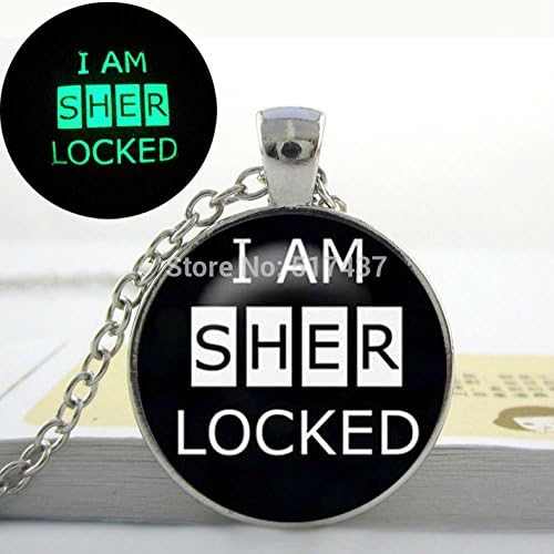 Pretty Lee 2015 New Fashion Glowing Jewelry Sherlock Necklace Pendant. Glass Dome Art Photo Glow In The Dark Necklace