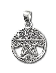Sterling Silver Small Cut Out Tree Pentacle Pentagram Pendant by Dryad Design