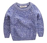 キッズ ニットセーター 子供服 プルオーバー ニット丸首 長袖 編み 秋冬 保温 セーター 女の子 男の子 卒園式 結婚式 ブルー 130cm