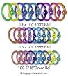 UNALLOYED SOLID GRADE 2 TITANIUM CAPTIVE RINGS ASSTCTIT141/2 -14G 1/2" 4MM BALL