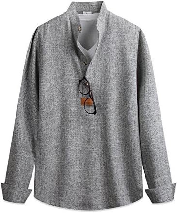 Men's Premium Bokashi Henly neck Cotton Dress Casual Shirts (Small, Black)
