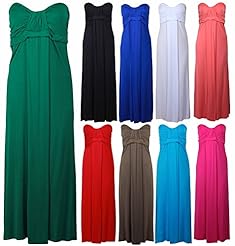 Plus Size Strapless Viscose  Pleated Bandeau Neck Maxi Dress  With a Bow(s)