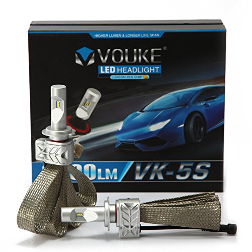 VK-5S H7 8000LM LED Headlight Conversion Kit, Low beam headlamp, Fog DRL Light, HID or Halogen Head light Replacement, 6500K Xenon White, 1 Pair- 2 Year Warranty