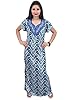 Indiatrendzs Women's Hosiery Cotton Nighty Blue Printed Nightwear M