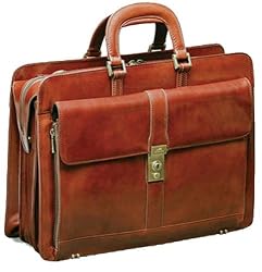 Mancini Italian Leather Triple Compartment Laptop Briefcase 17"