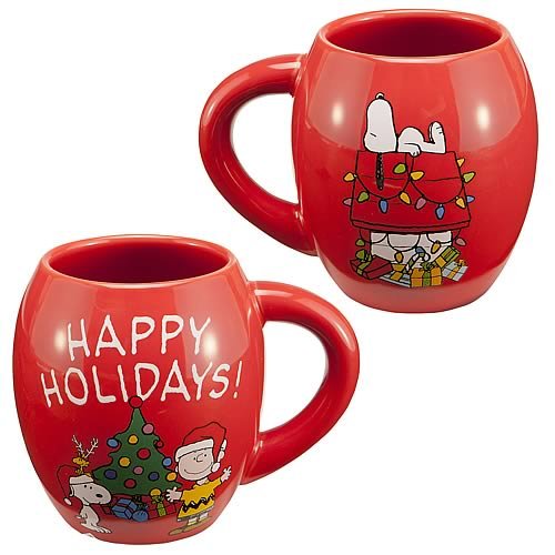 Vandor LLC 85166 Peanuts Holiday 18-Ounce Oval Ceramic Mug, Multicolored On Sale