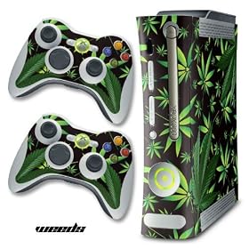 New XBOX 360 Console Protective Decal Skin - Weeds - Black