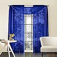 Redbirdlinen 1pc Royal Blue Sheer Valance Scarf 216" Long Beautiful Elegant Voile Topper