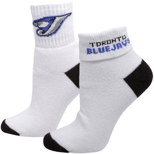 Toronto Blue Jays Ladies White-Black Roll-Down Socks