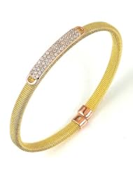 Sterling Silver & Cz 18k Yellow Gold Plated Bangle