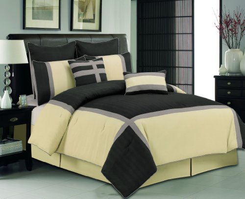 Duck River Textile Vegas Hotel King Comforter Set, Silver/Pewter/Eggshell