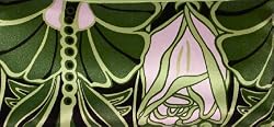 Organic Lavender Silk Eye Pillow in Pink and Green Art Nouveau Design
