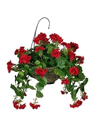 Artificial Red Geranium Hanging Basket